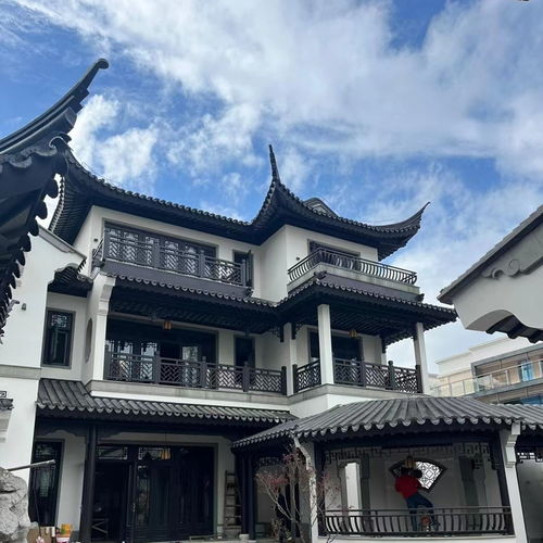定制铝合金构件四合院 古建筑风雨连廊铝代木 茶壶档人字顶吊顶