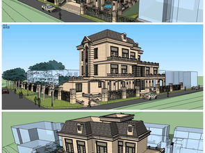 精品法式风格欧式古典住宅豪华别墅公馆会所庄园建筑su模型设计图下载 图片11.63mb 建筑模型库 su模型