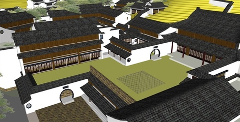 徽派古住宅建筑设计规划SU模型