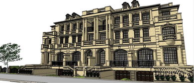 精品法式风格欧式古典豪华住宅楼别墅建筑su模型设计图下载 图片2.29mb 建筑模型库 su模型