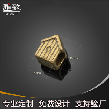 KZ10838工厂直销锌合金电镀古青铜小木屋小房子大孔珠时尚小配件