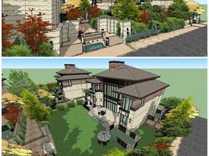 精品欧式古典风格独栋别墅建筑 带景观庭院 su模型设计素材 别墅建筑模型大全 18943436