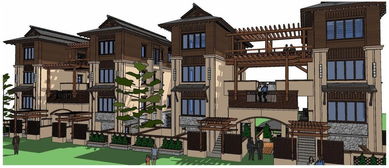 精品东南亚造型多层住宅建筑别墅会所建筑su模型设计素材 建筑模型模型大全 18364848